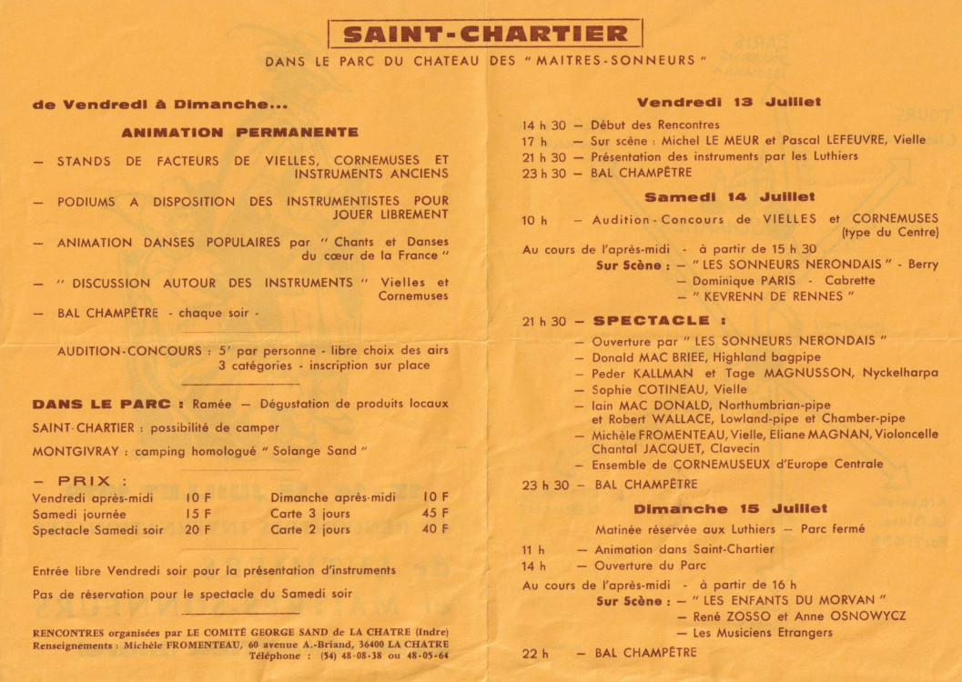 Programme Saint-Chartier 1979 recto