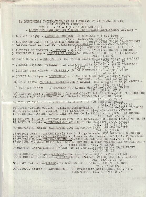 Liste des luthiers 1981