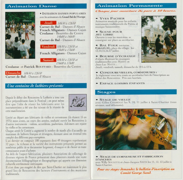 Programme
                      Saint-Chartier 1994 page4